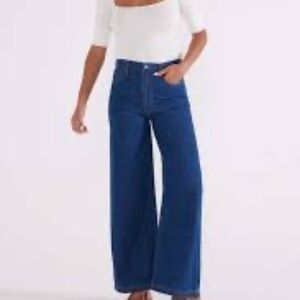Etica Jeans Women 31 Blue Devon Wide Leg Shallows Medium Wash Denim 27 x 31"